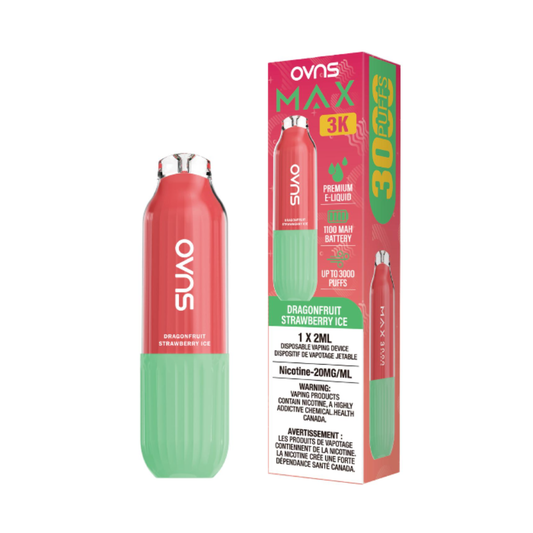 OVNS Max 3K Disposable Vape: Dragonfruit Strawberry Ice (2mL)