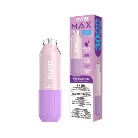OVNS Max 3K Disposable Vape: White Grape Ice (2mL)