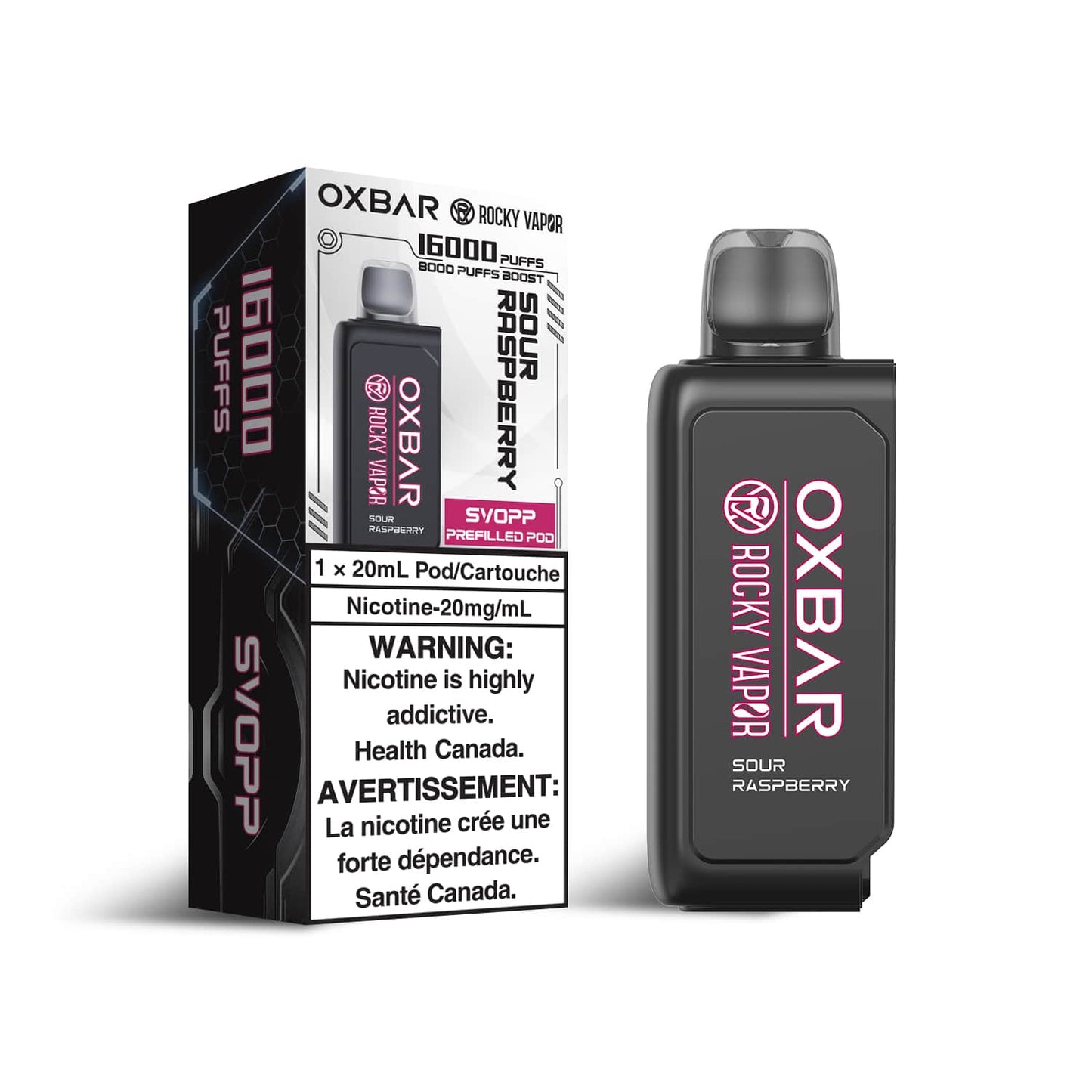 Oxbar Svopp 20mL Sour Raspberry 16000 puffs Pod 20mg