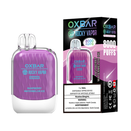 Rocky Vapor Oxbar G8000 Raspberry Watermelon Ice Disposable 8000 Puffs 20mg