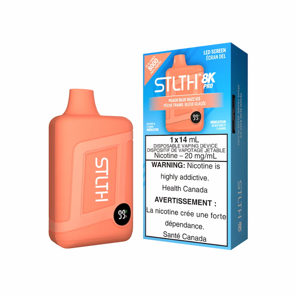 STLTH 8K Pro Disposable Peach Blue  Razz Ice 14mL 8000 Puffs 20mg