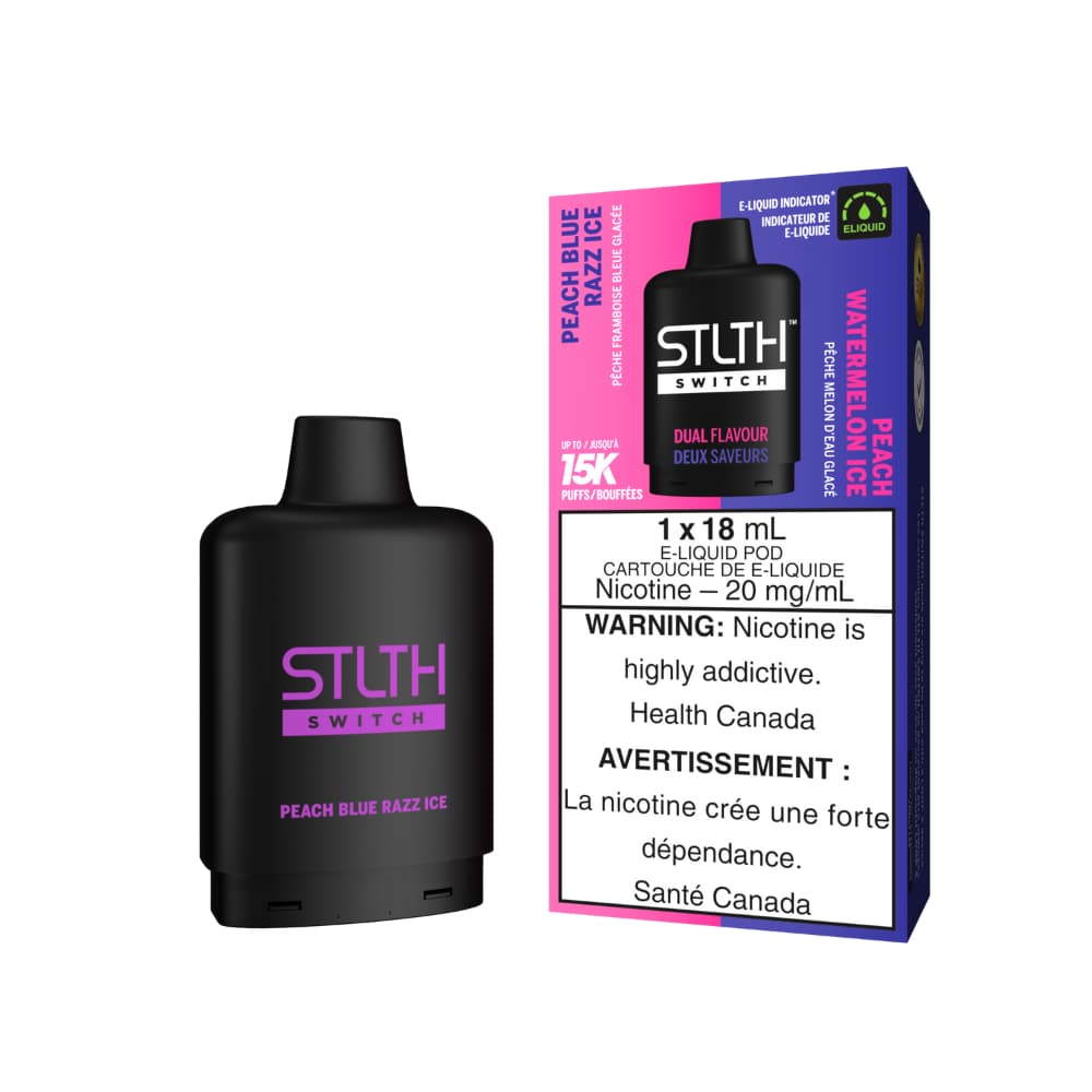 Stlth Switch Peach Blue Razz Ice | Peach Watermelon Ice 15000 20mg 18mL