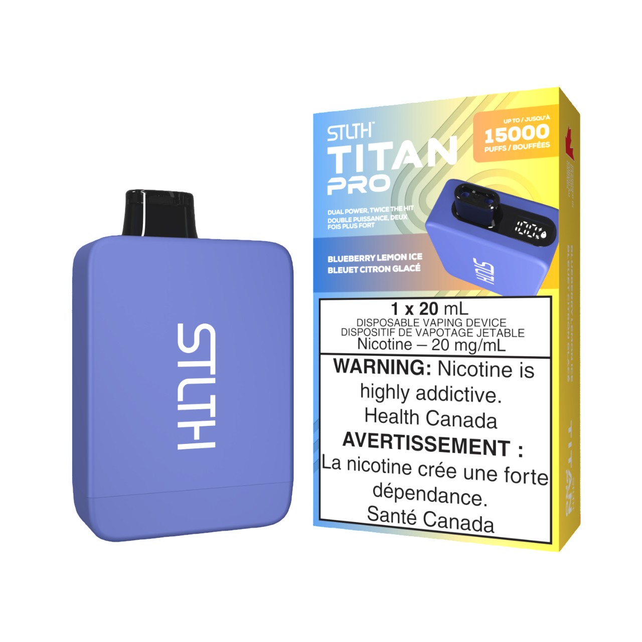 STLTH Titan Pro 20mL Disposable Blueberry Lemon Ice Upto 15000 Puffs 20mg