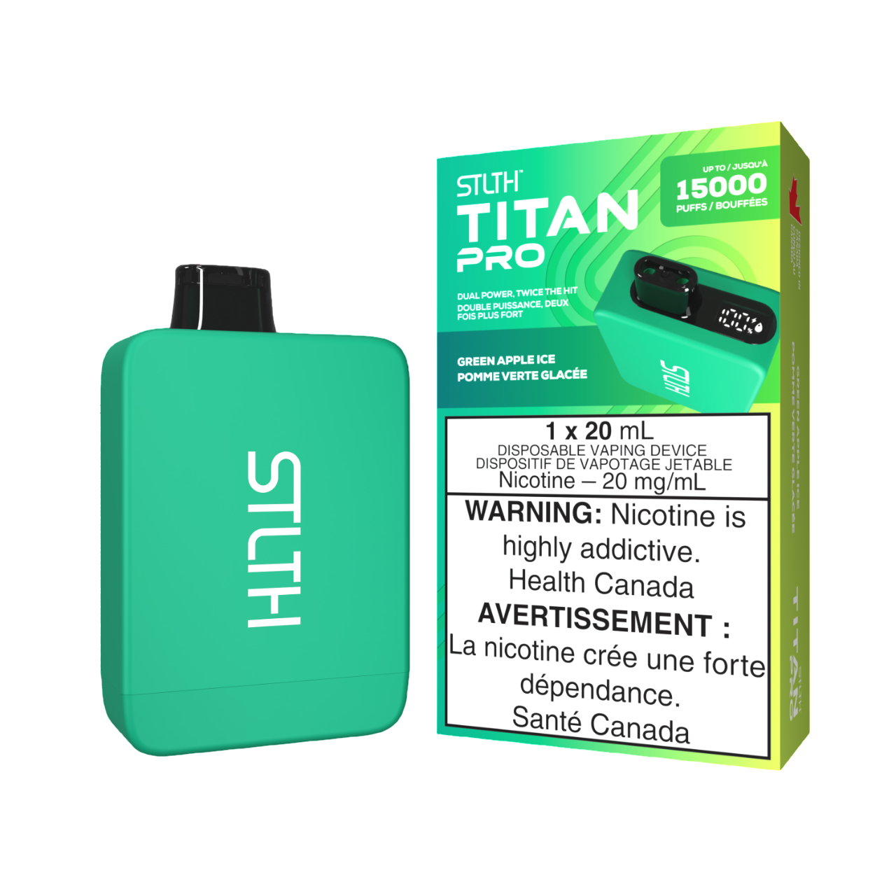 STLTH Titan Pro Disposable Green Apple Ice 15000 Puffs 20mg