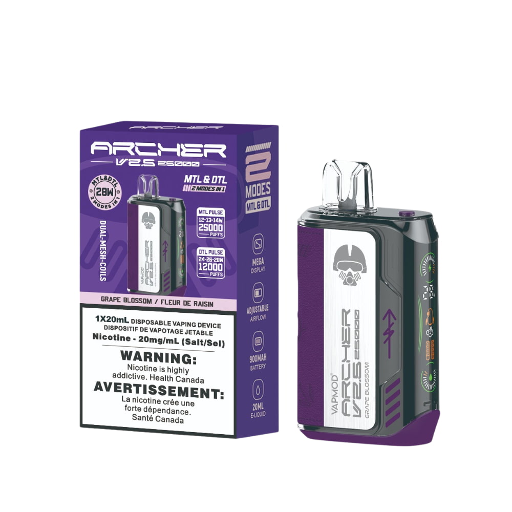 Vapmod Archer V2.5 Disposable 20mL Grape Blossom Upto 25000 Puffs 20 mg