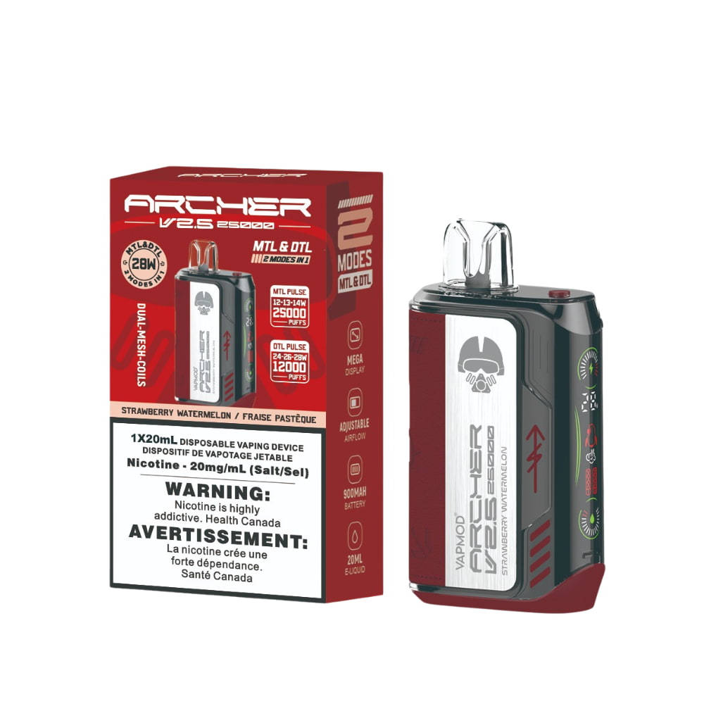 Vapmod Archer V2.5 Disposable 20mL Strawberry Watermelon Upto 25000 Puffs 20 mg