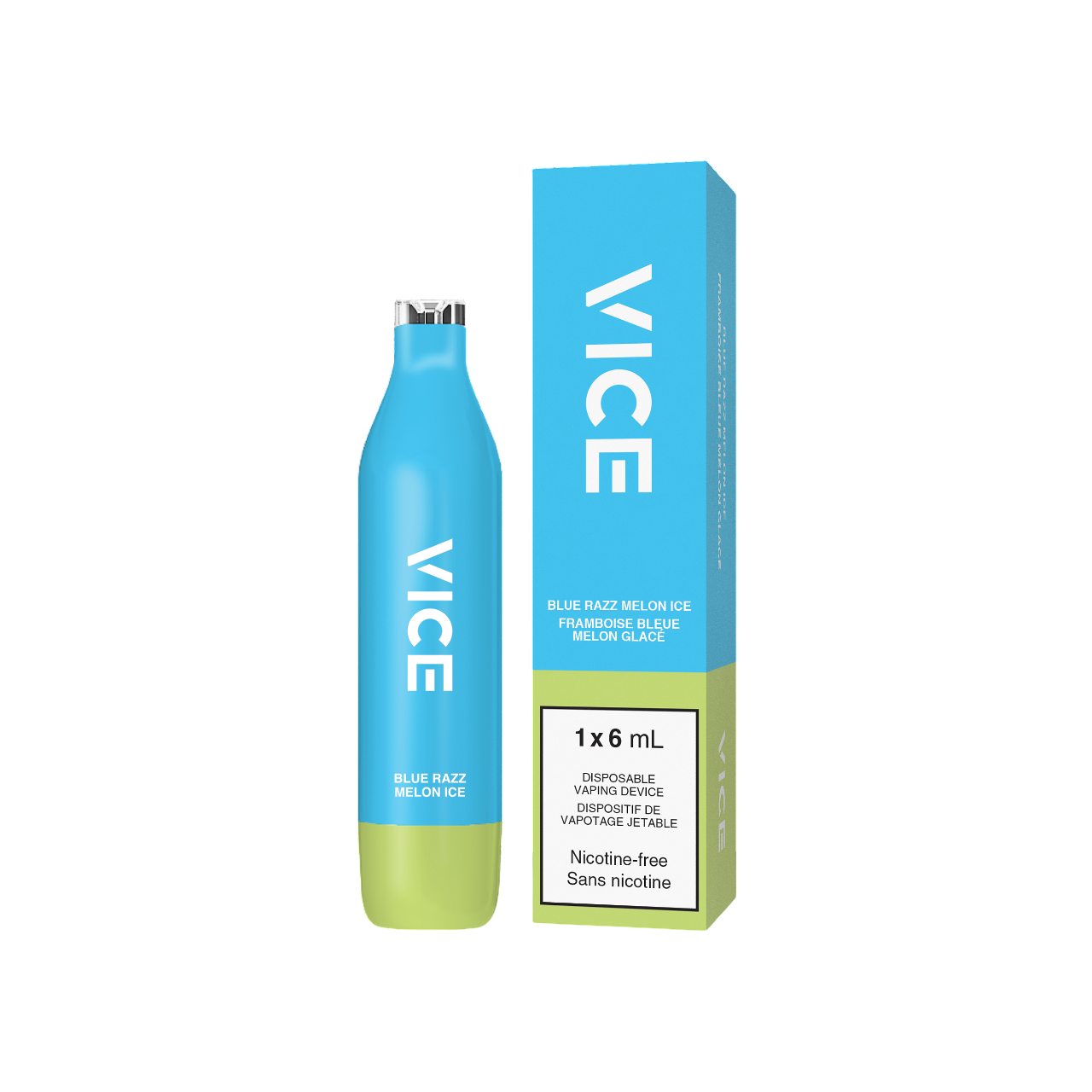 VICE Blue Razz Melon Ice 6mL 2500 Puffs Nicotine Free