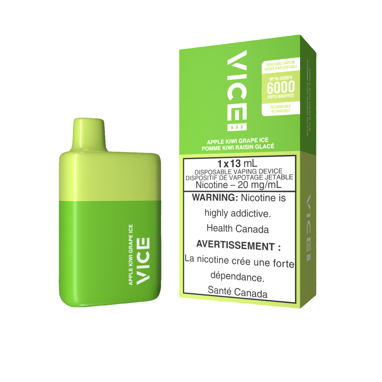 Vice Box Apple Kiwi Grape Ice 13mL 6000 Puffs 20mg