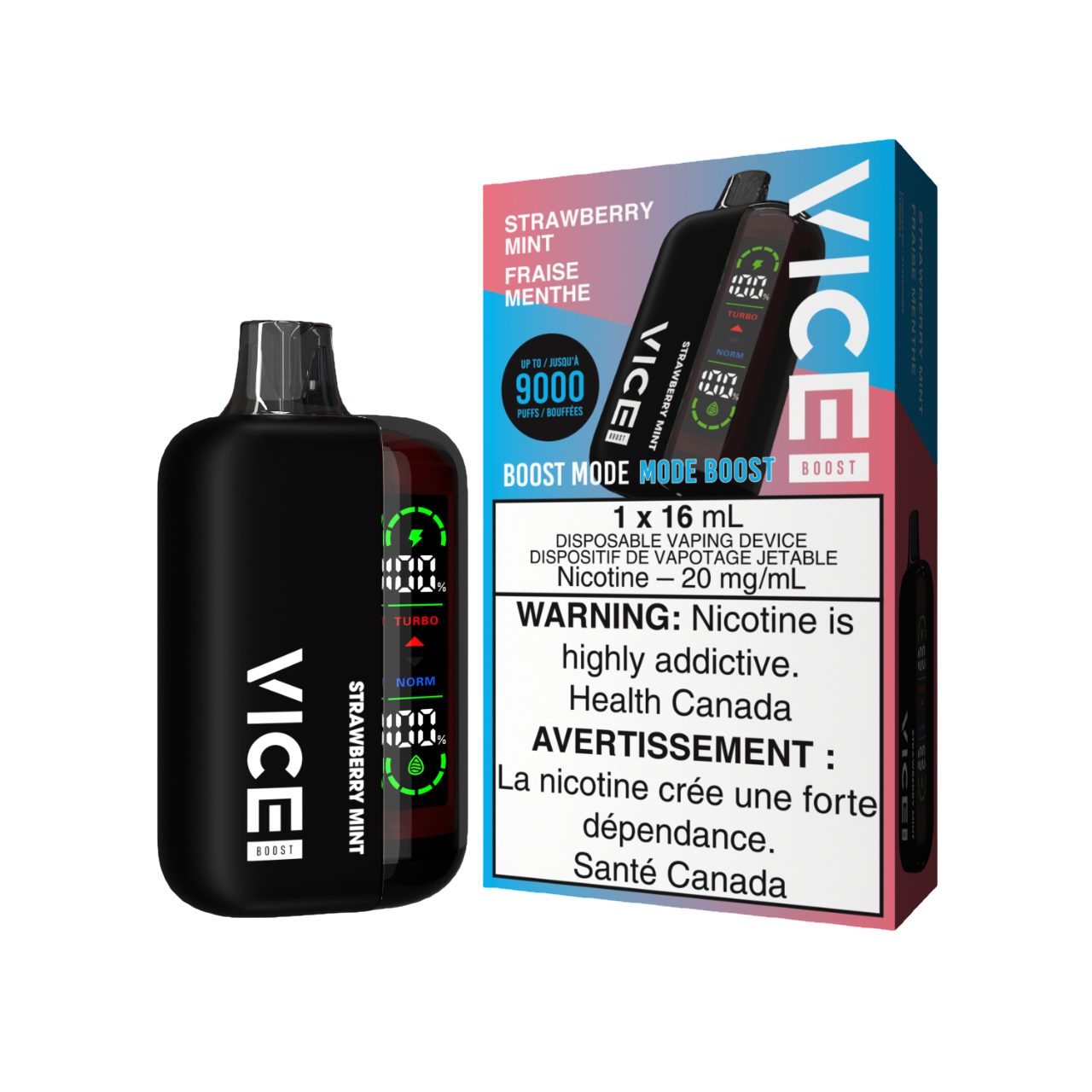 Vice Boost Mode Strawberry Mint 16mL 9000 Puffs 20mg