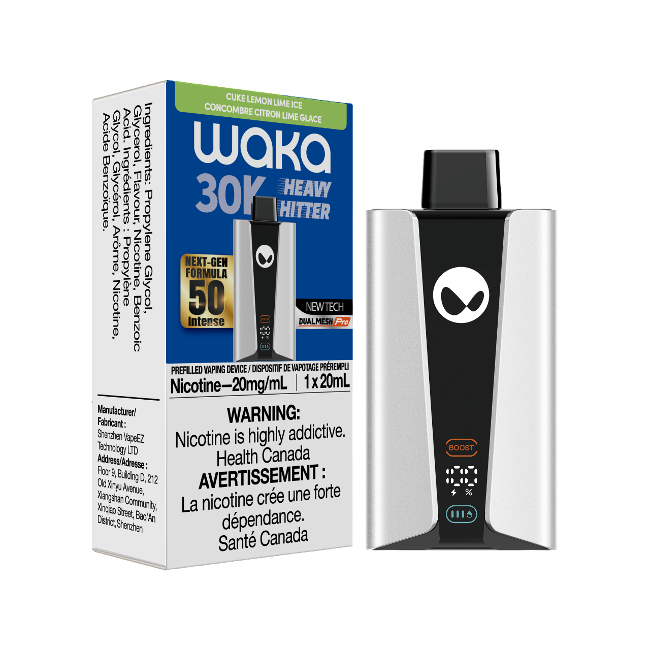 Waka Heavy Hitter Cuke Lemon Lime Ice Up To 30K Puffs 20mL 20mg