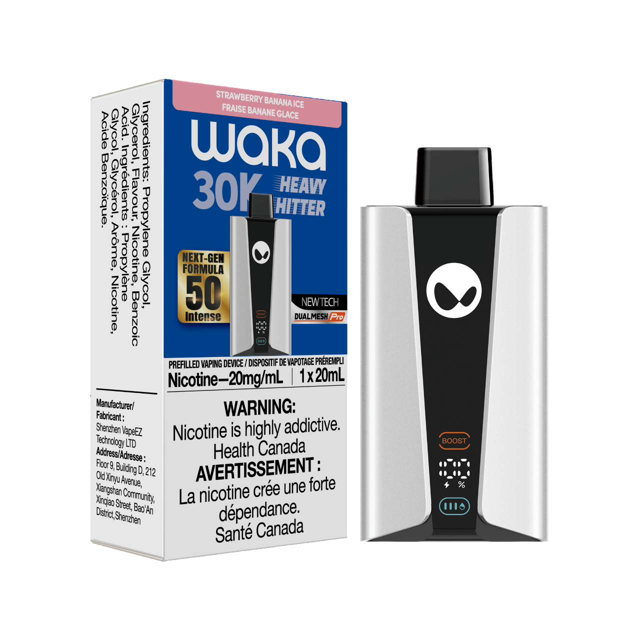 Waka Heavy Hitter Strawberry Banana Ice Up To 30K Puffs 20mL 20mg