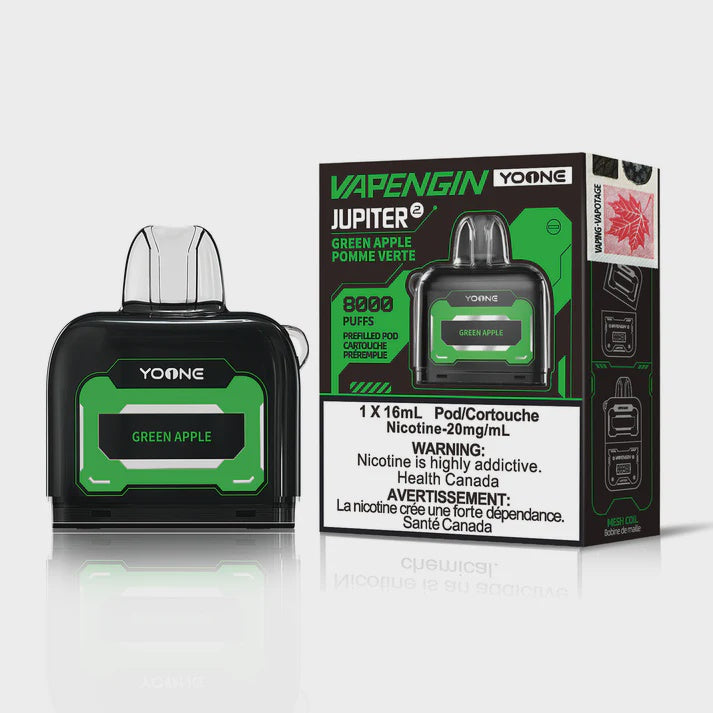 Yoone Vapengin Refill Pods Green Apple 16mL 20mg 8000 Puffs
