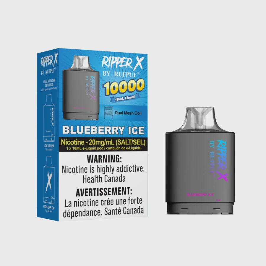 Ripper X by RufPuf Prefilled Pod Blueberry Ice 10000 Puffs 20mg