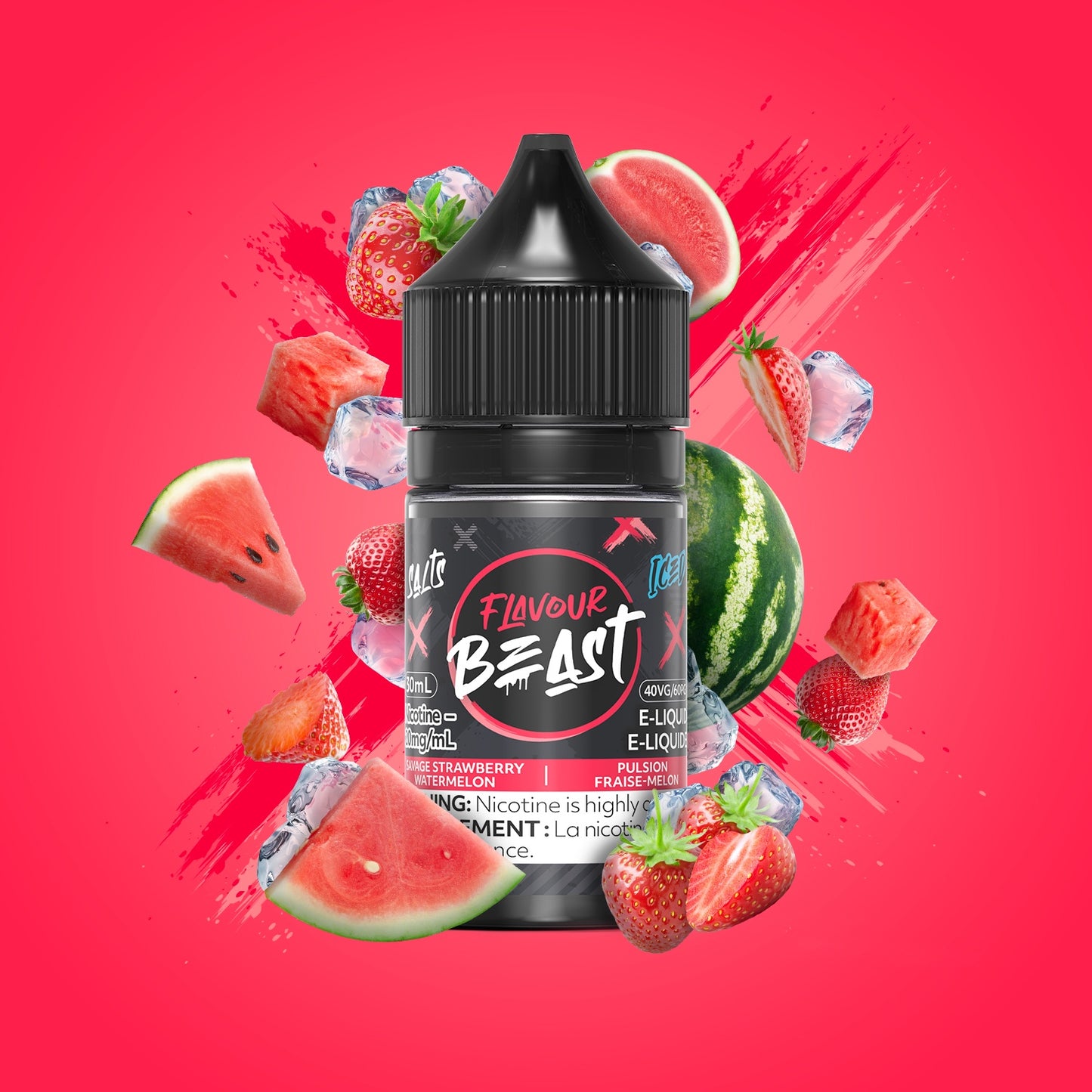 Flavour Beast Salts Iced Savage Strawberry Watermelon 30mL 20 mg
