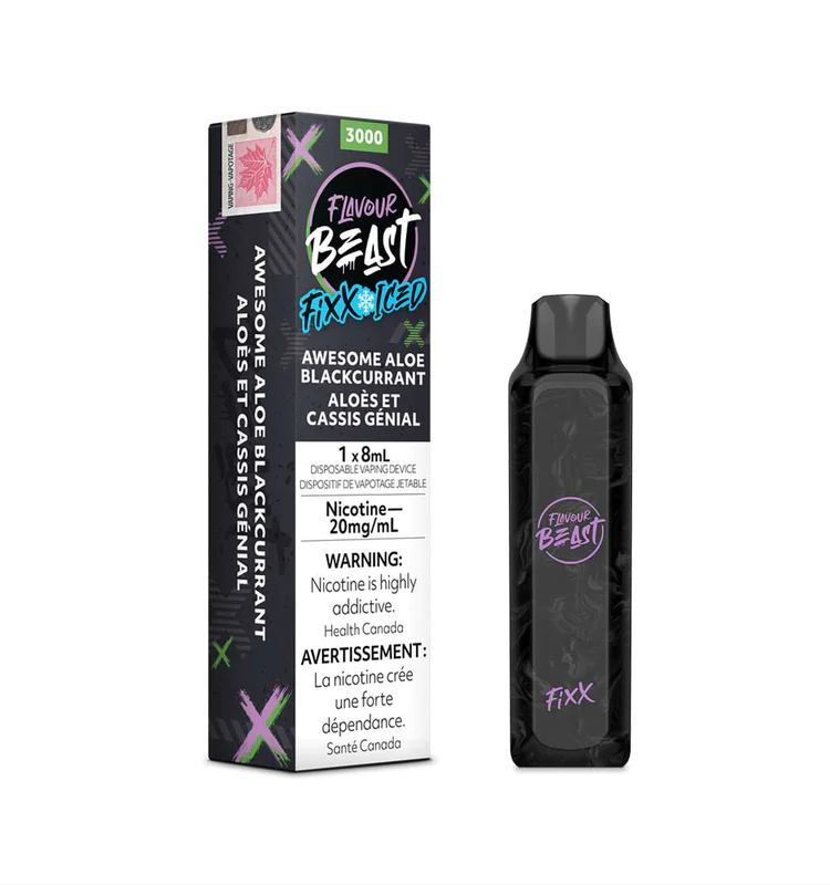 Flavour Beast Awesome Aloe Blackcurrant Fixx Iced 8mL 3000 Puffs 20 mg