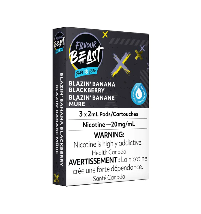 Flavour Beast Blazin' Banana Blackberry Pods Iced 3 x 2mL 20mg
