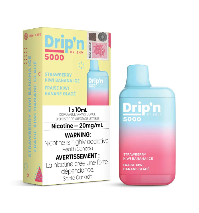 Drip'n By Envi Strawberry Kiwi Banana Ice 10mL 5000 Puffs 20mg