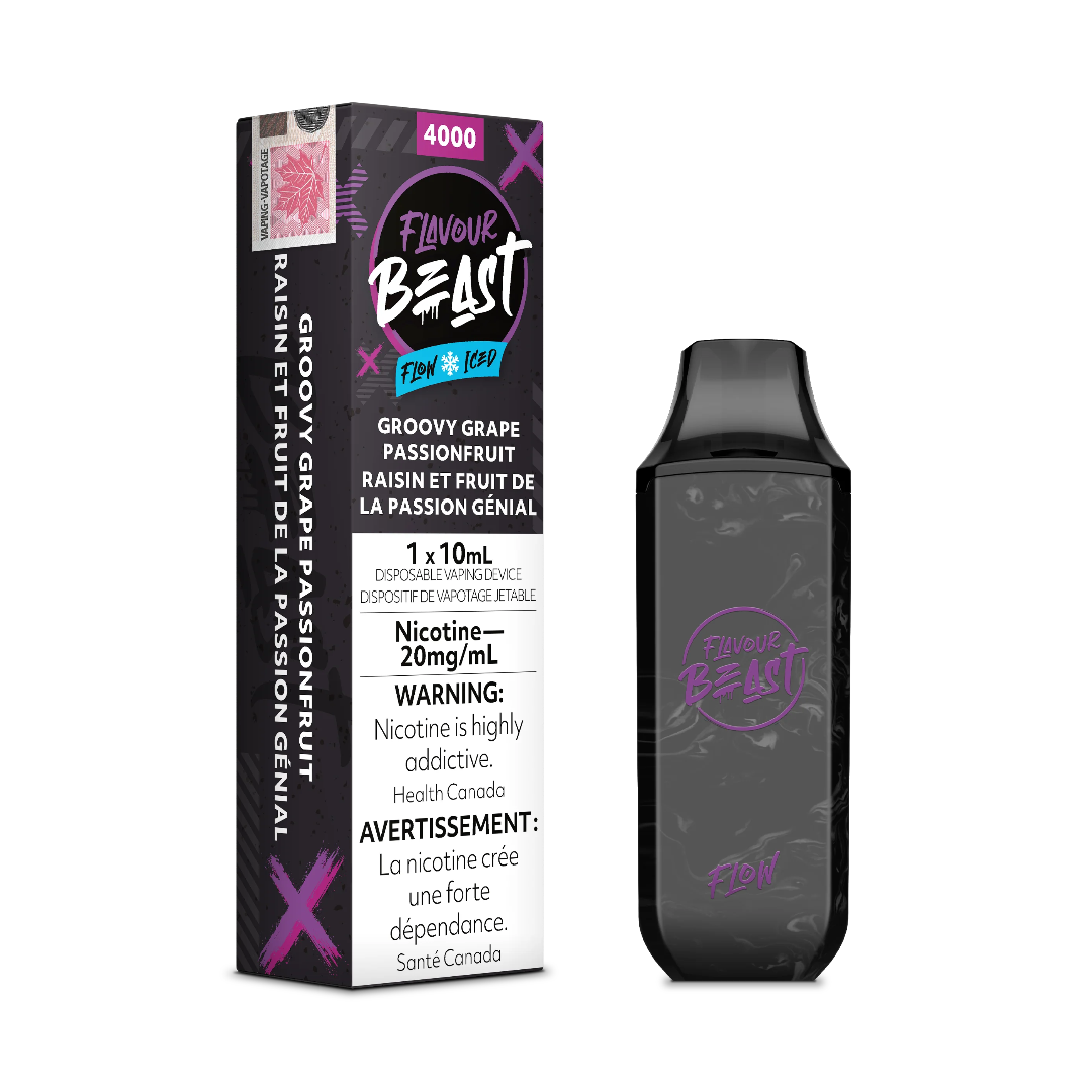 Flavour Beast  Groovy Grape Passionfruit Flow Iced 10mL 4000 Puffs 20mg