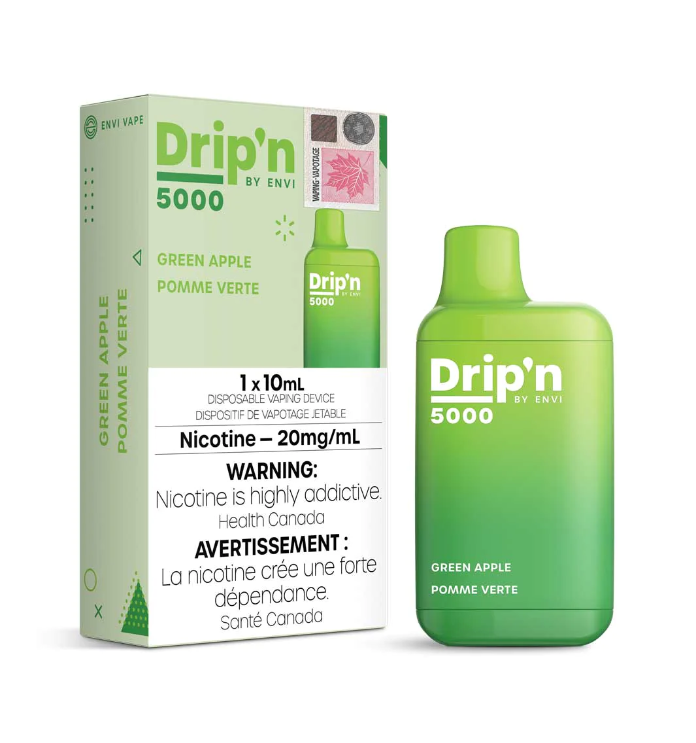 Drip'n By Envi Green Apple 10mL 5000 Puffs 20 mg