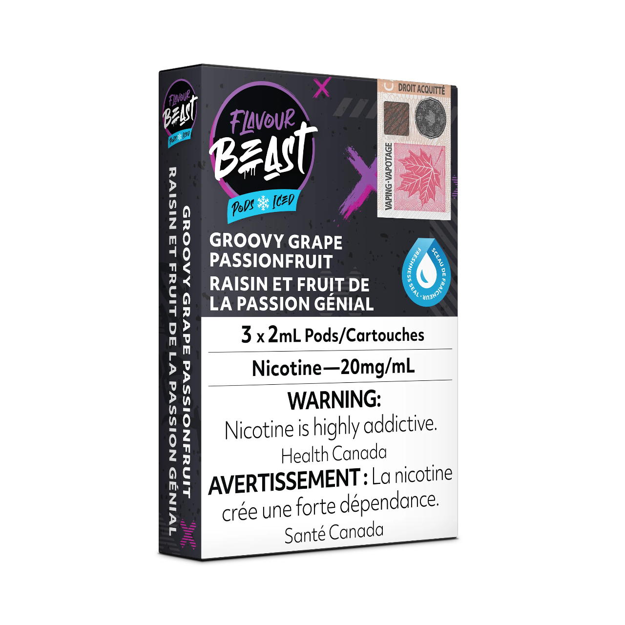 Flavour Beast Groovy Grape Passionfruit Pods Iced 3 x 2mL 20mg